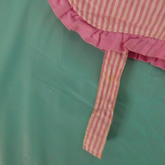 Unbranded | OS one size | Pink Striped Sun Hat | Ruffle Brim | Velcro Chin Strap - Picture 8 of 10